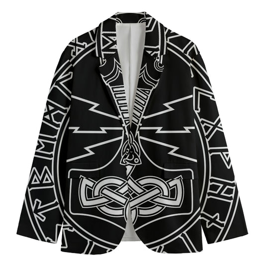 Mjolnir And Younger Futhark Print Men's Blazer