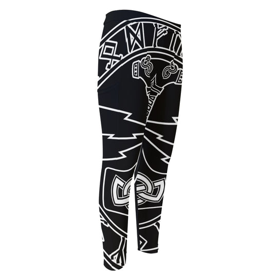 Mjolnir And Younger Futhark Print Men's Compression Pants
