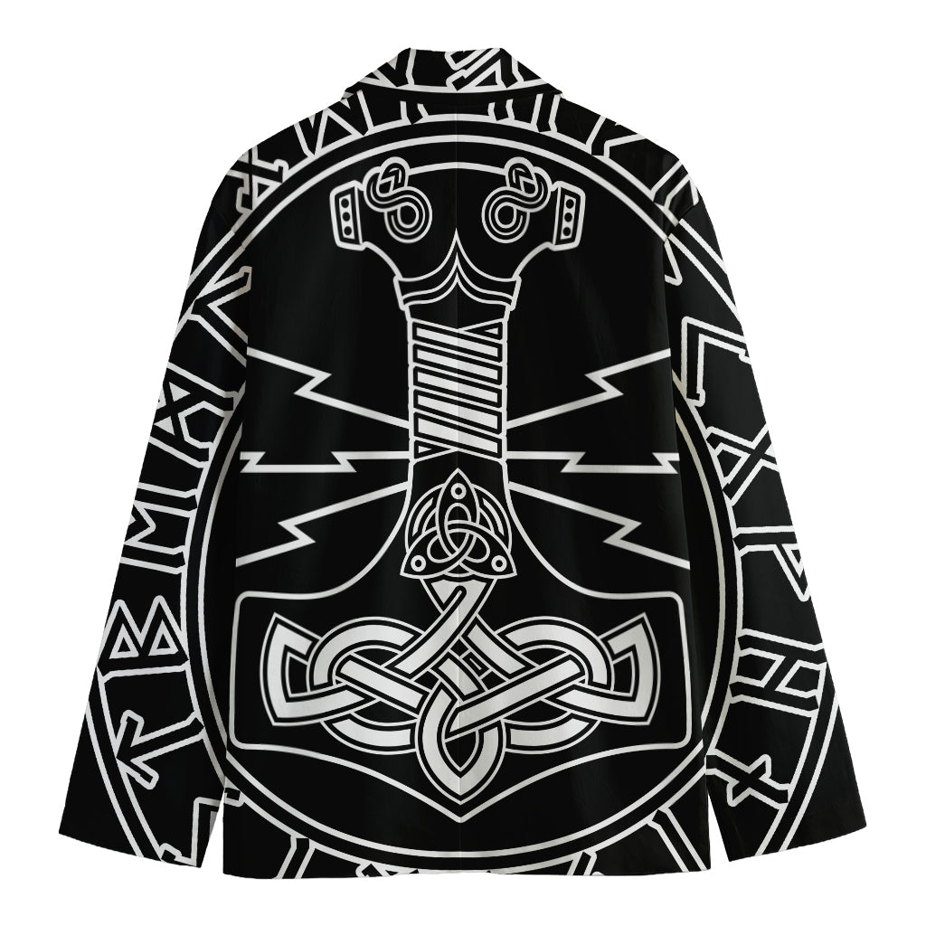 Mjolnir And Younger Futhark Print Men's Cotton Blazer
