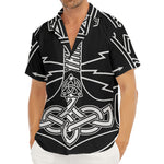 Mjolnir And Younger Futhark Print Men's Deep V-Neck Shirt