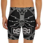 Mjolnir And Younger Futhark Print Men's Long Boxer Briefs