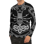 Mjolnir And Younger Futhark Print Men's Long Sleeve Rash Guard