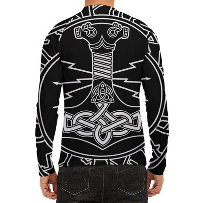 Mjolnir And Younger Futhark Print Men's Long Sleeve Rash Guard