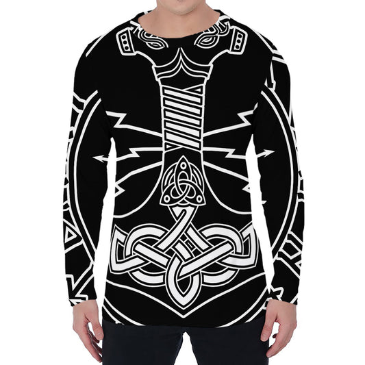 Mjolnir And Younger Futhark Print Men's Long Sleeve T-Shirt