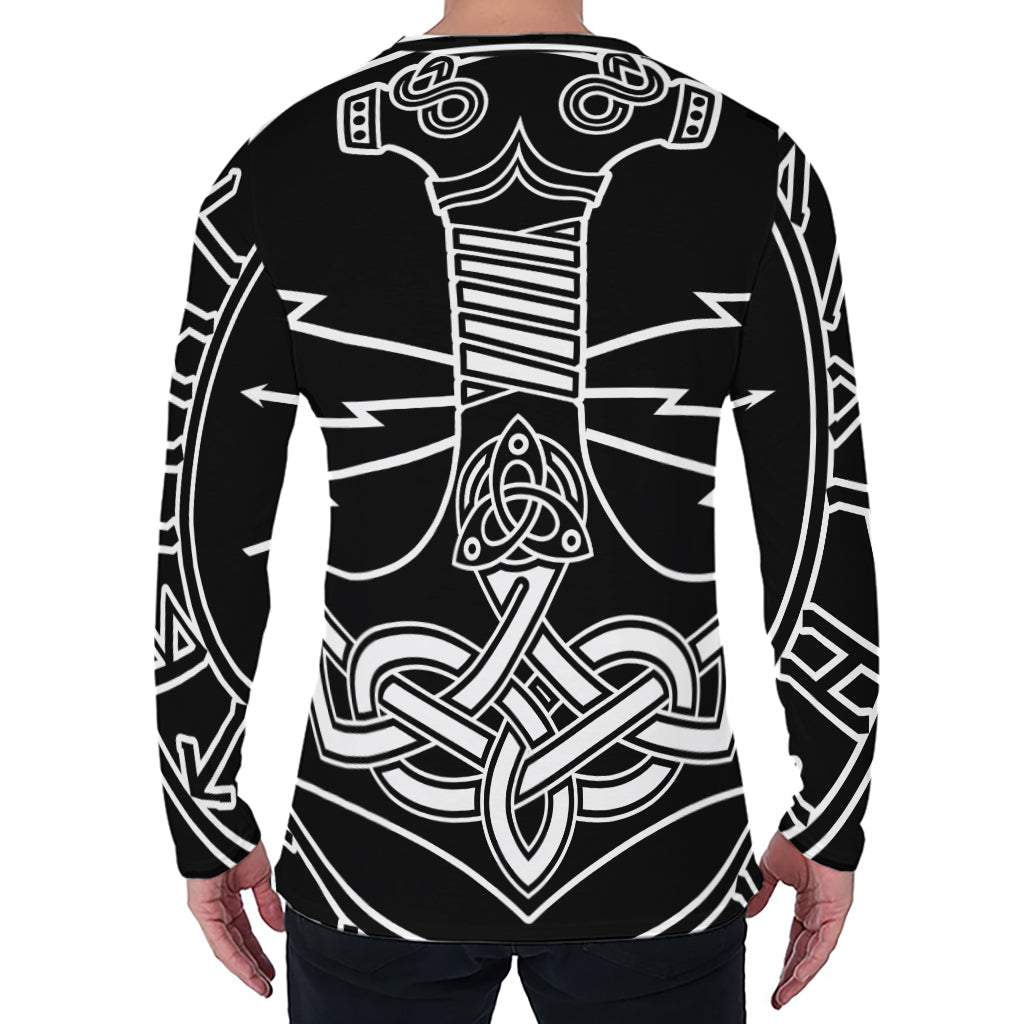 Mjolnir And Younger Futhark Print Men's Long Sleeve T-Shirt