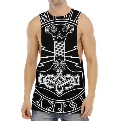 Mjolnir And Younger Futhark Print Men's Muscle Tank Top