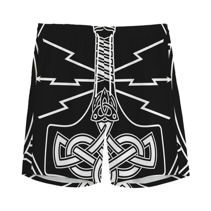Mjolnir And Younger Futhark Print Men's Sports Shorts