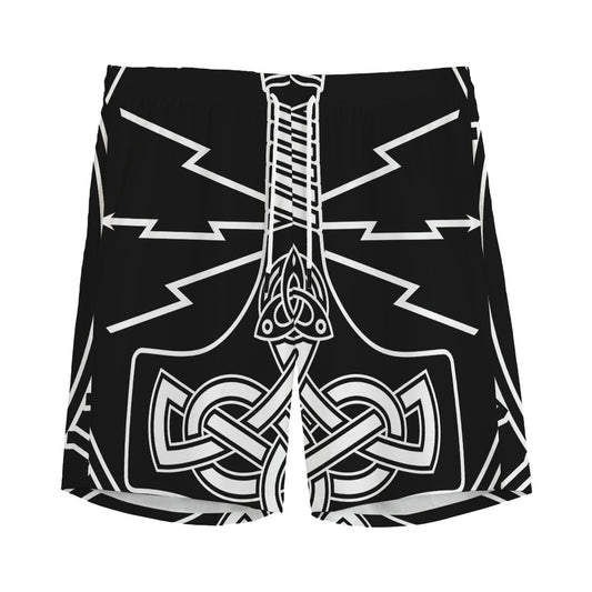 Mjolnir And Younger Futhark Print Men's Sports Shorts