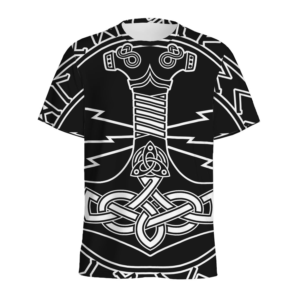 Mjolnir And Younger Futhark Print Men's Sports T-Shirt