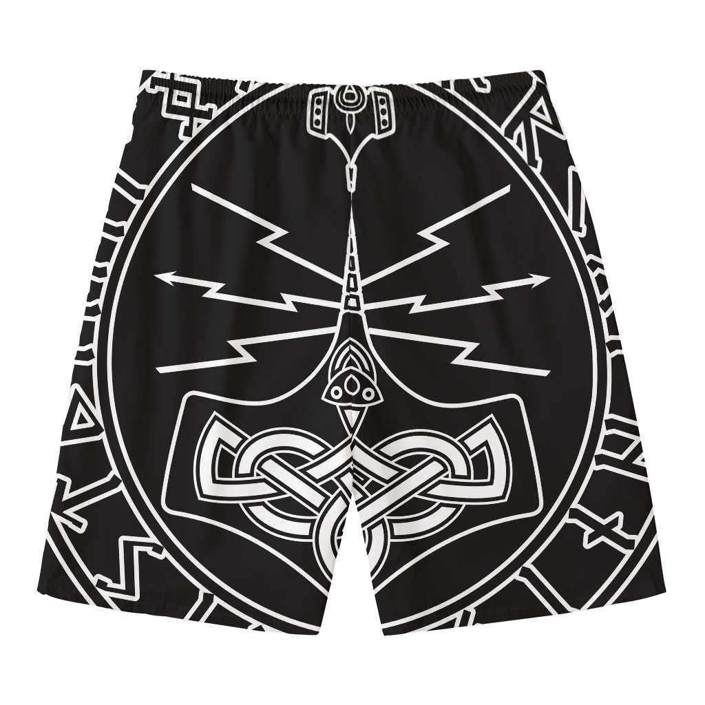 Mjolnir And Younger Futhark Print Men's Swim Trunks