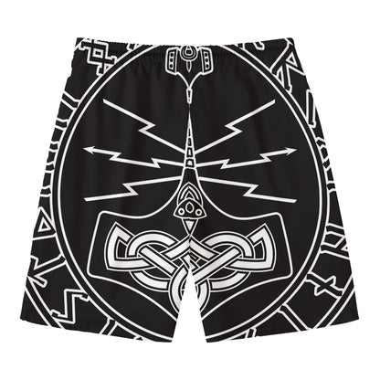 Mjolnir And Younger Futhark Print Men's Swim Trunks