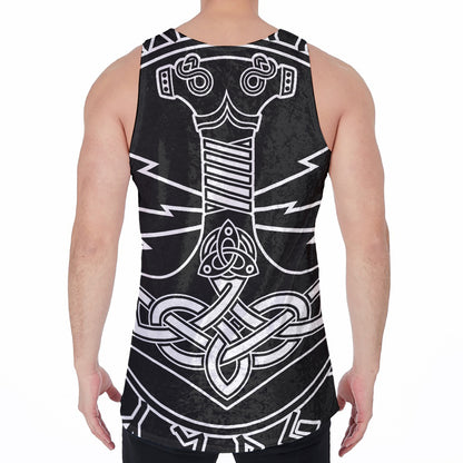 Mjolnir And Younger Futhark Print Men's Velvet Tank Top