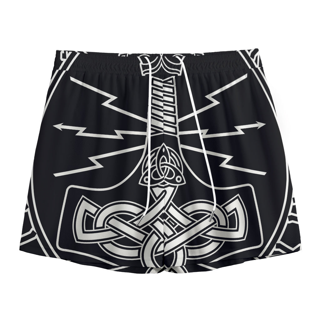 Mjolnir And Younger Futhark Print Mesh Shorts