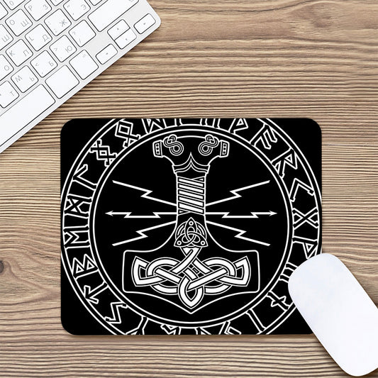 Mjolnir And Younger Futhark Print Mouse Pad