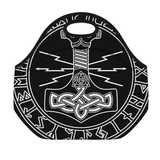 Mjolnir And Younger Futhark Print Neoprene Lunch Bag