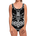 Mjolnir And Younger Futhark Print One Piece Swimsuit