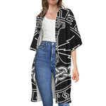 Mjolnir And Younger Futhark Print Open Front Beach Cover Up