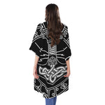 Mjolnir And Younger Futhark Print Open Front Beach Cover Up