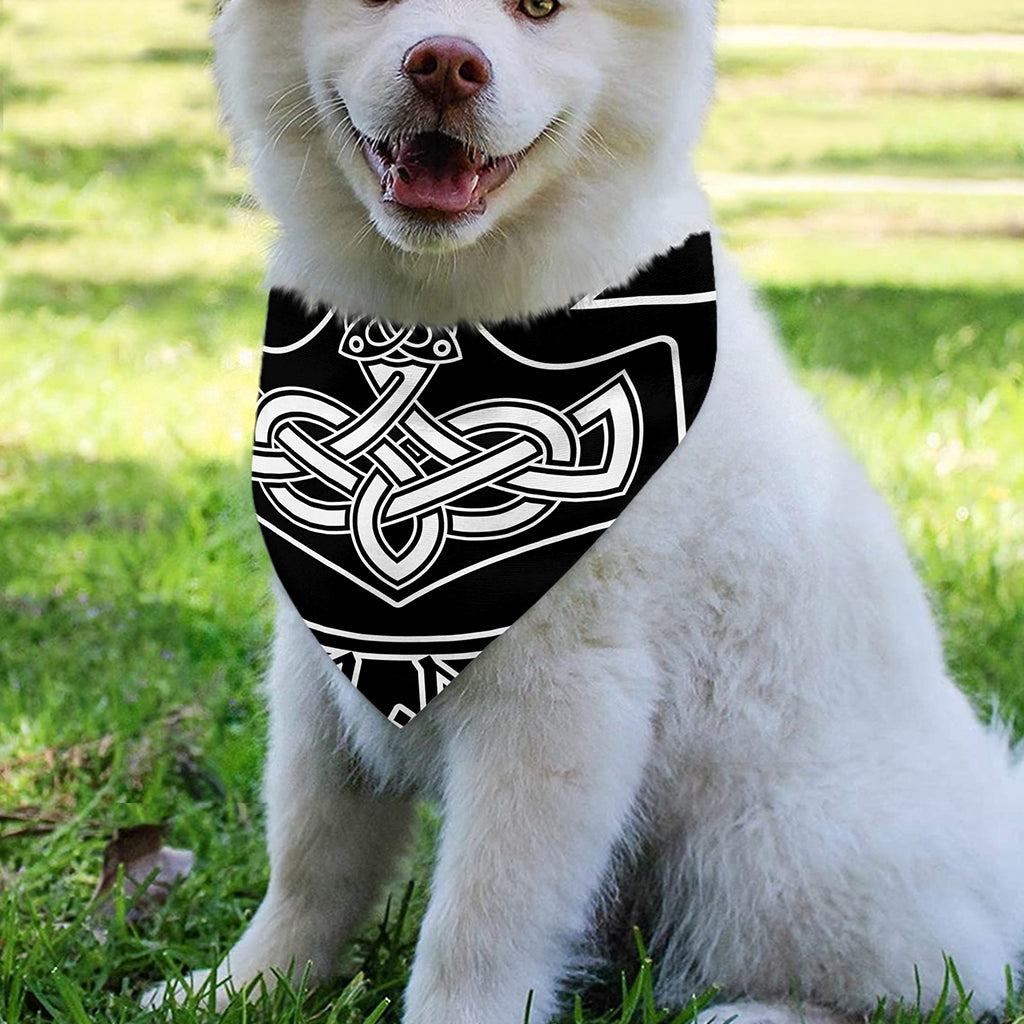 Mjolnir And Younger Futhark Print Over The Collar Dog Bandana