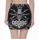 Mjolnir And Younger Futhark Print Pencil Mini Skirt