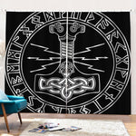 Mjolnir And Younger Futhark Print Pencil Pleat Curtains