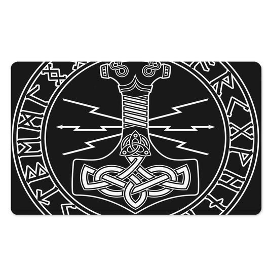 Mjolnir And Younger Futhark Print Polyester Doormat