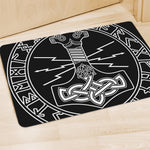 Mjolnir And Younger Futhark Print Polyester Doormat