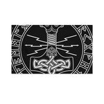 Mjolnir And Younger Futhark Print Polyester Flag