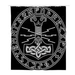 Mjolnir And Younger Futhark Print Polyester Shower Curtain