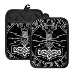 Mjolnir And Younger Futhark Print Pot Holders With Pocket