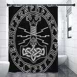 Mjolnir And Younger Futhark Print Premium Shower Curtain