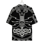 Mjolnir And Younger Futhark Print Rayon Hawaiian Shirt