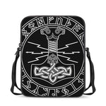 Mjolnir And Younger Futhark Print Rectangular Crossbody Bag