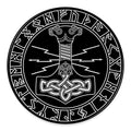Mjolnir And Younger Futhark Print Round Floor Mat