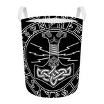 Mjolnir And Younger Futhark Print Round Laundry Basket