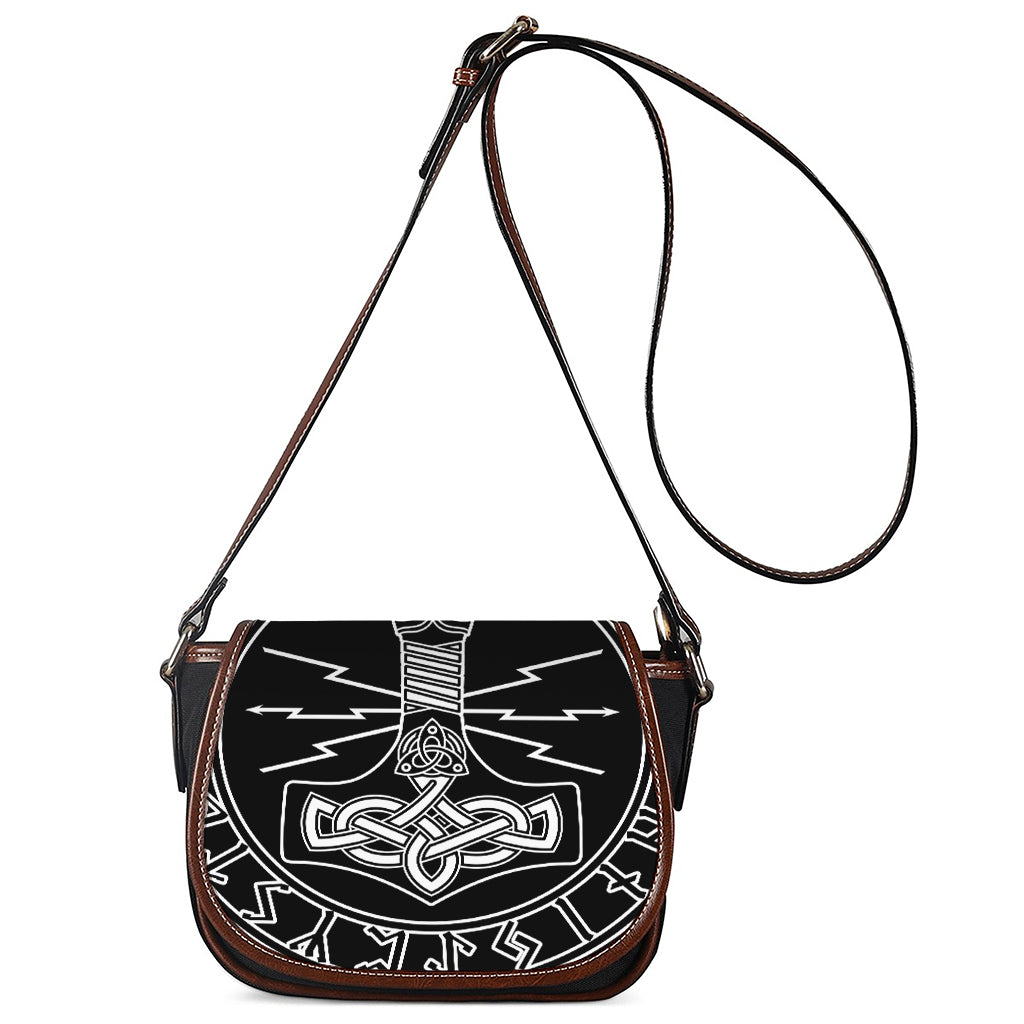 Mjolnir And Younger Futhark Print Saddle Bag