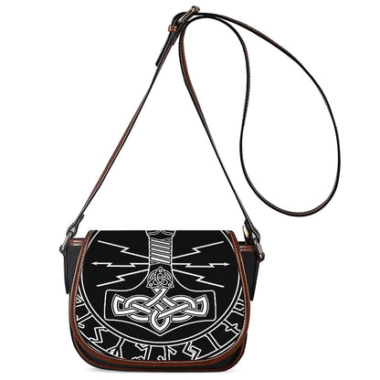 Mjolnir And Younger Futhark Print Saddle Bag