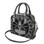 Mjolnir And Younger Futhark Print Shoulder Handbag