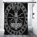 Mjolnir And Younger Futhark Print Shower Curtain