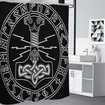 Mjolnir And Younger Futhark Print Shower Curtain