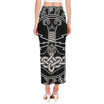 Mjolnir And Younger Futhark Print Side Slit Maxi Skirt