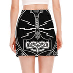 Mjolnir And Younger Futhark Print Side Slit Mini Skirt