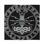 Mjolnir And Younger Futhark Print Silk Bandana