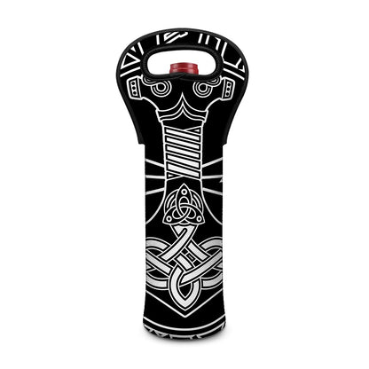 Mjolnir And Younger Futhark Print Single Neoprene Wine Tote