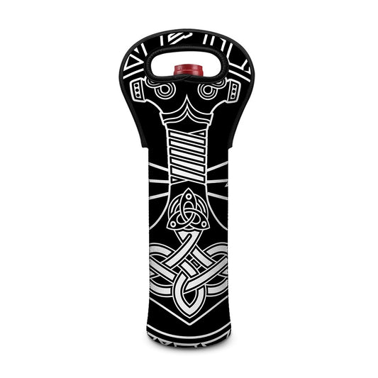 Mjolnir And Younger Futhark Print Single Neoprene Wine Tote