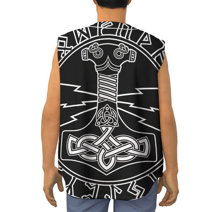 Mjolnir And Younger Futhark Print Sleeveless Baseball Jersey