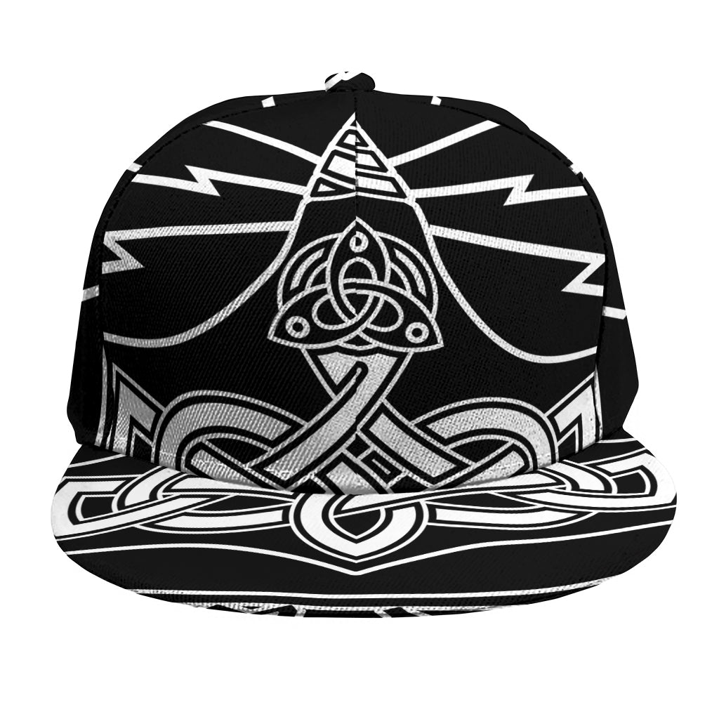 Mjolnir And Younger Futhark Print Snapback Cap