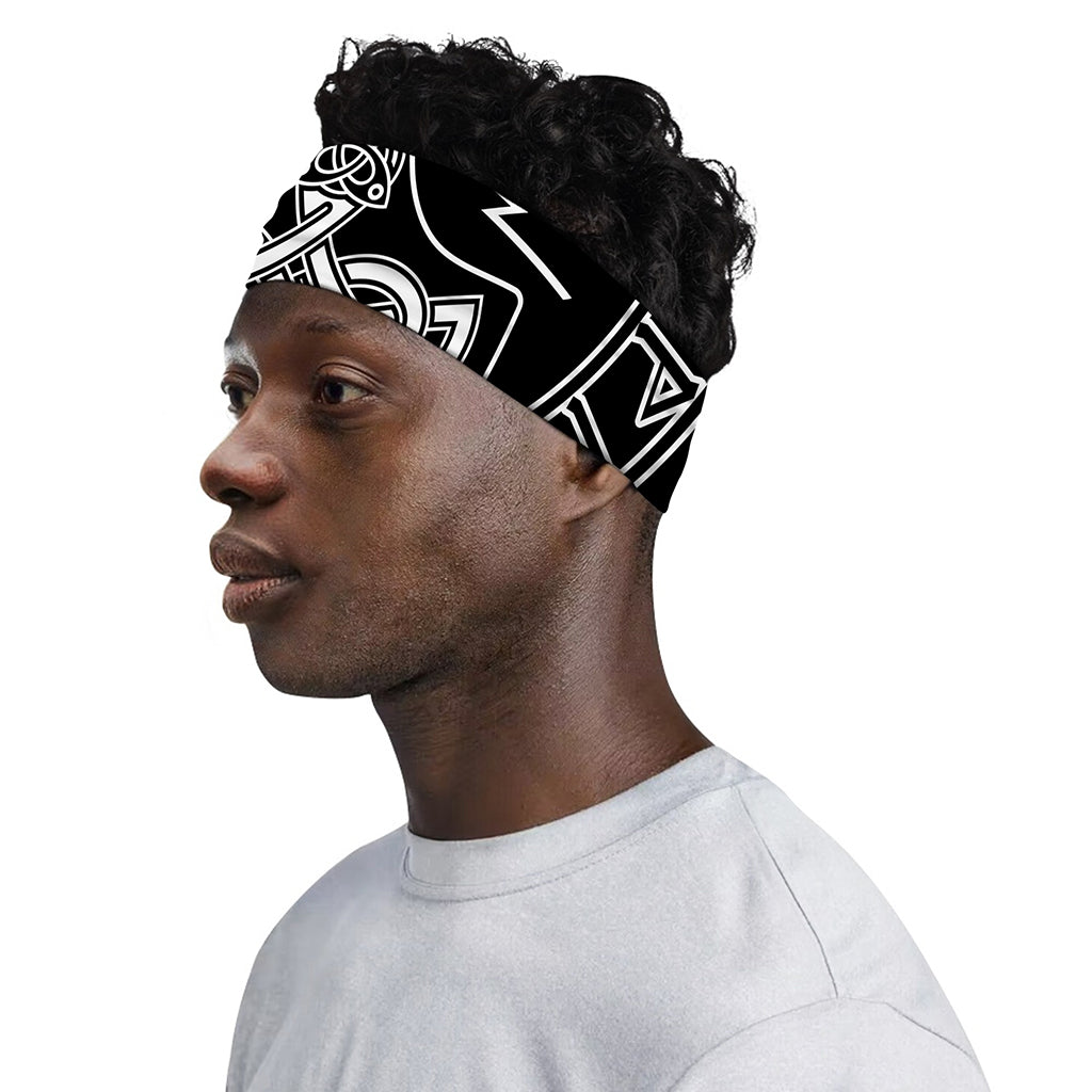 Mjolnir And Younger Futhark Print Sports Headband