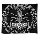 Mjolnir And Younger Futhark Print Tapestry