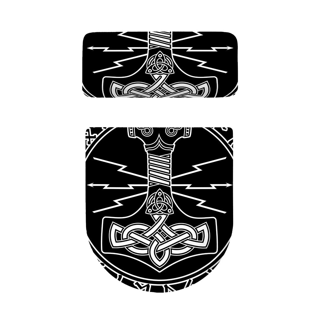 Mjolnir And Younger Futhark Print Toilet Lid And Tank Cover Set